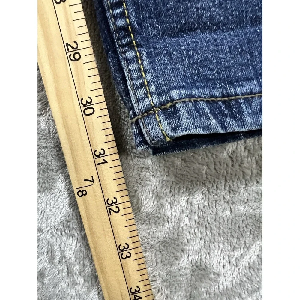 Yellow DNM Workshop Jeans Men's 38x31 Blue Denim Straight Damon Whiskers Wideleg